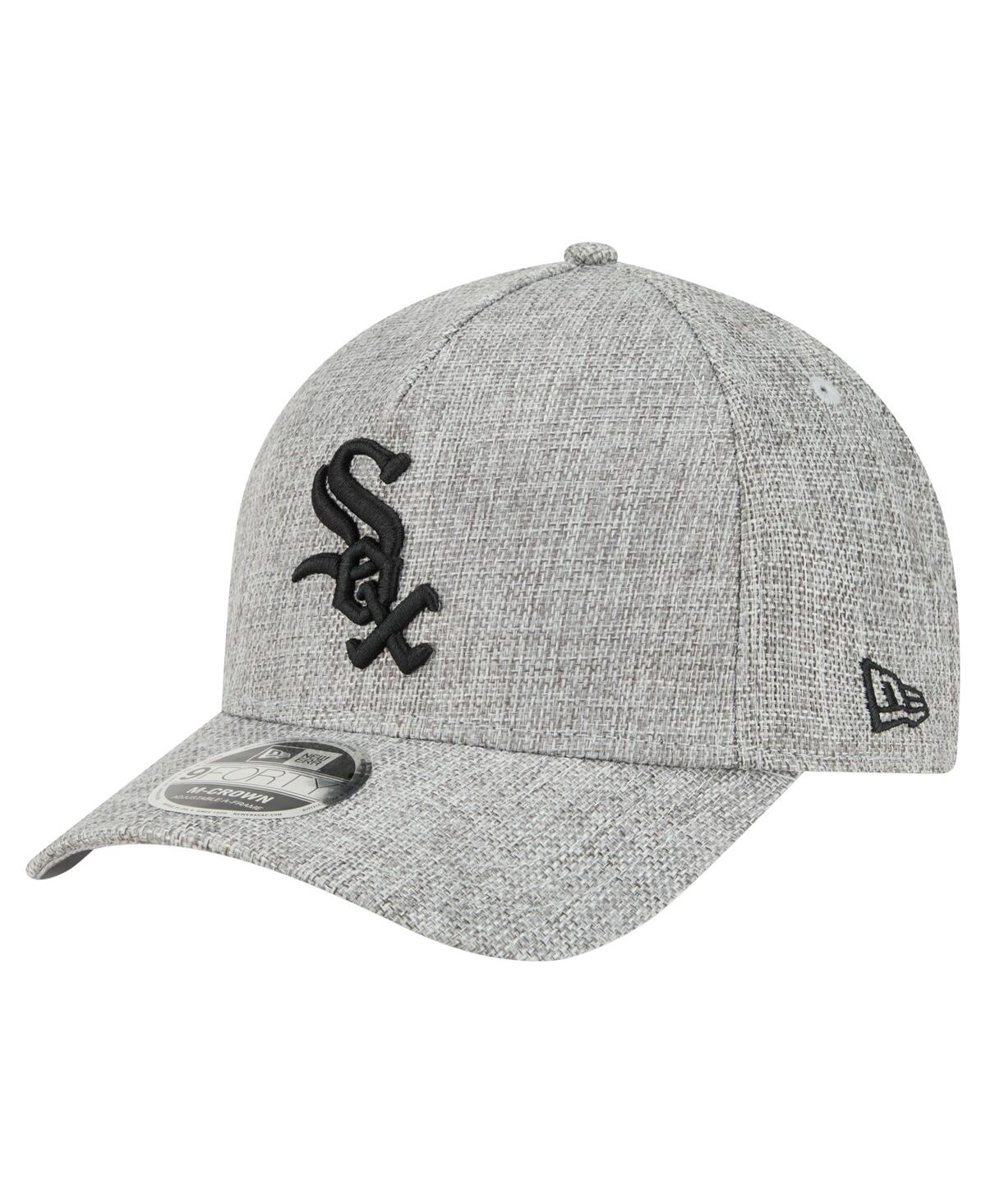 NEW ERA MEN'S GRAY CHICAGO WHITE SOX COTTON WEAVE M-CROWN A-FRAME 9FORTY ADJUSTABLE HAT 