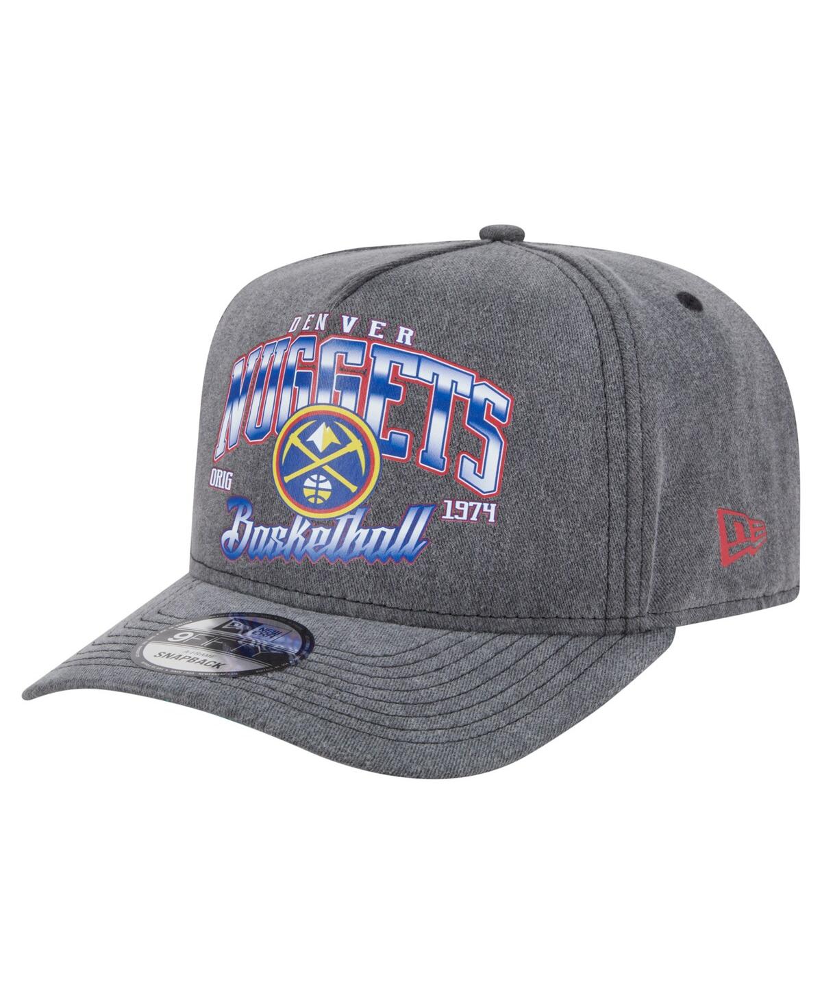 New Era Men's Charcoal Denver Nuggets Throwback Washed Pre-curved 9fifty Snapback Hat