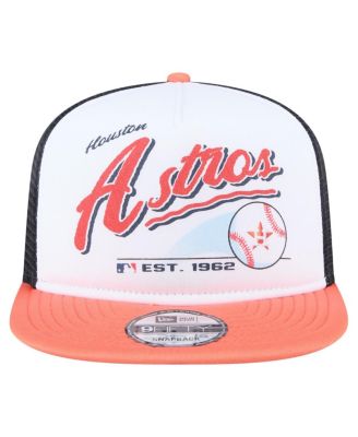 Men's White/Orange Houston Astros Retro Script Trucker 9FIFTY Snapback Hat
