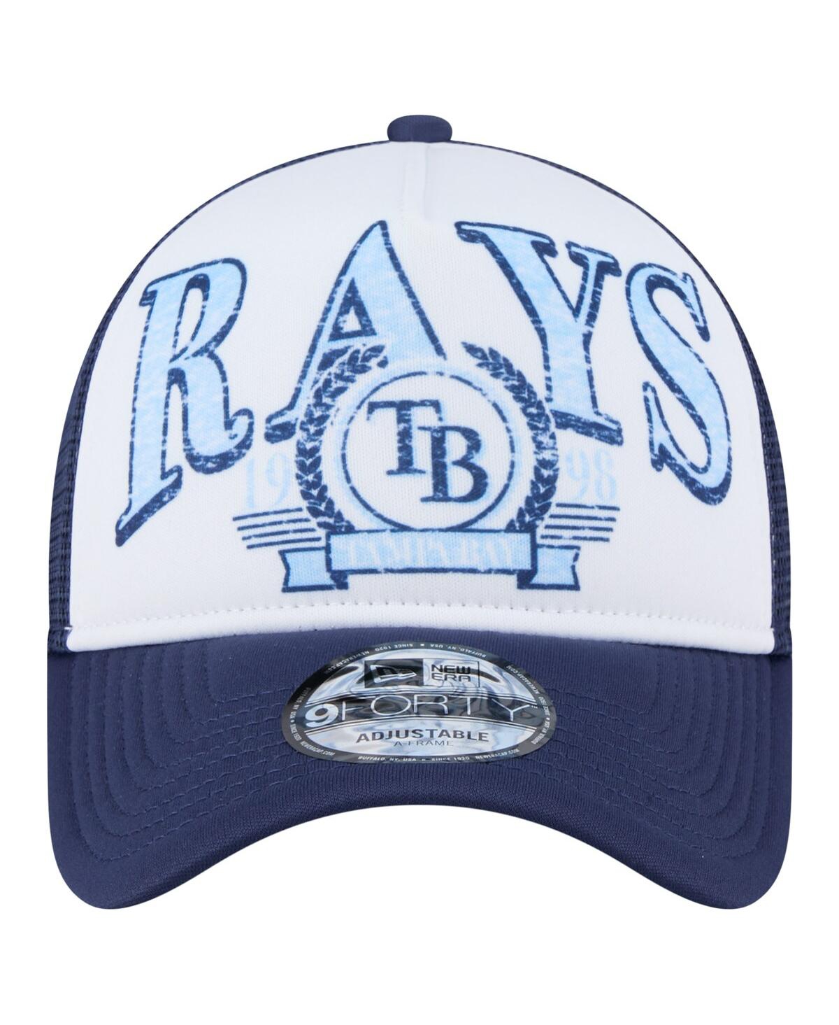New Era Men's Navy Tampa Bay Rays Distressed 9forty A-frame Adjustable Trucker Hat