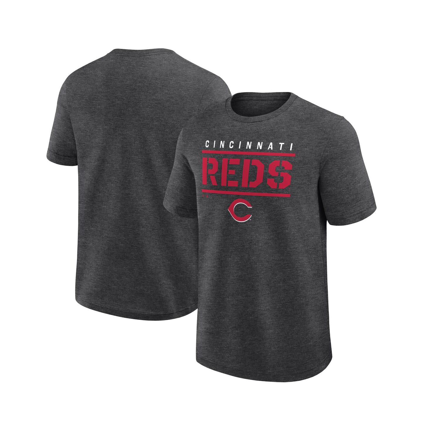 Мужская футболка Fanatics Heather Charcoal Cincinnati Reds Top Notch — фото 1