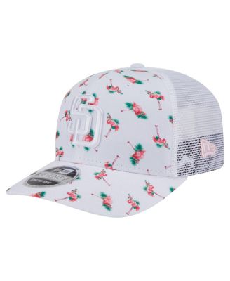 New Era - Men's&nbsp;White San Diego Padres Flamingo Mesh Back 9SEVENTY Stretch-Snap Hat