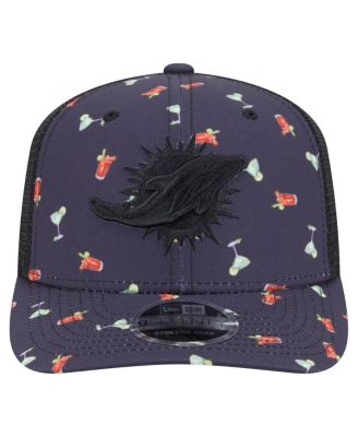 Men's Navy/Black Miami Dolphins Adventure Drinks Pattern 9SEVENTY Stretch Snap Hat