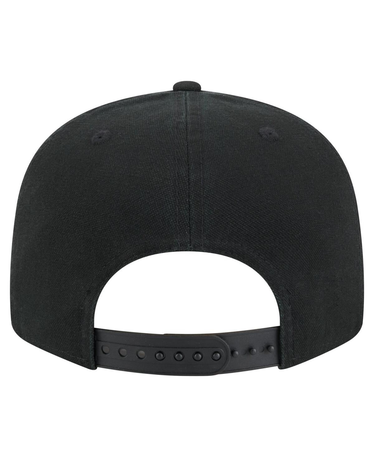 NEW ERA MEN'S BLACK BROOKLYN NETS ADVENTURE CANVAS SPLIT PANEL 9FIFTY SNAPBACK HAT 