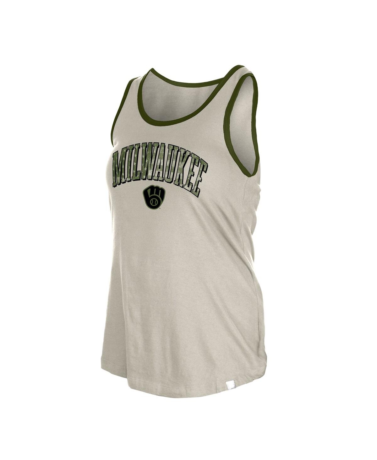 NEW ERA WOMEN'S CREAM MILWAUKEE BREWERS ARMED FORCES TANK TOP 