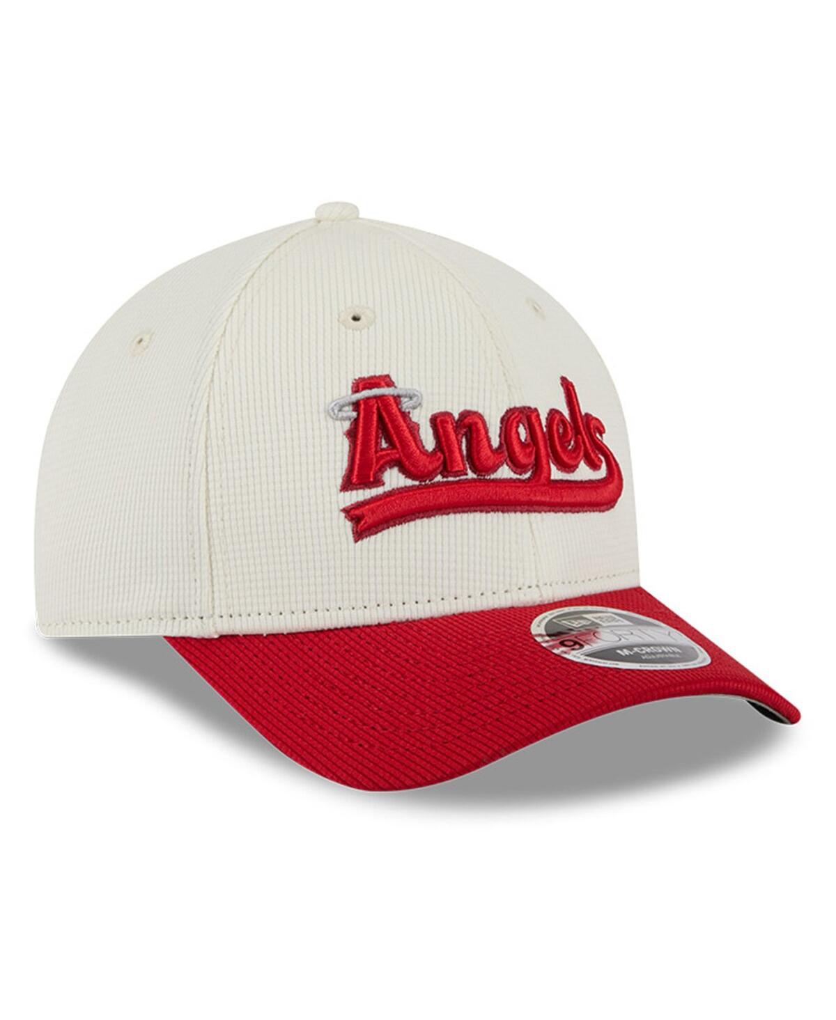 NEW ERA MEN'S CREAM/RED LOS ANGELES ANGELS CITY CONNECT BATTING PRACTICE 9FORTY M-CROWN ADJUSTABLE HAT 