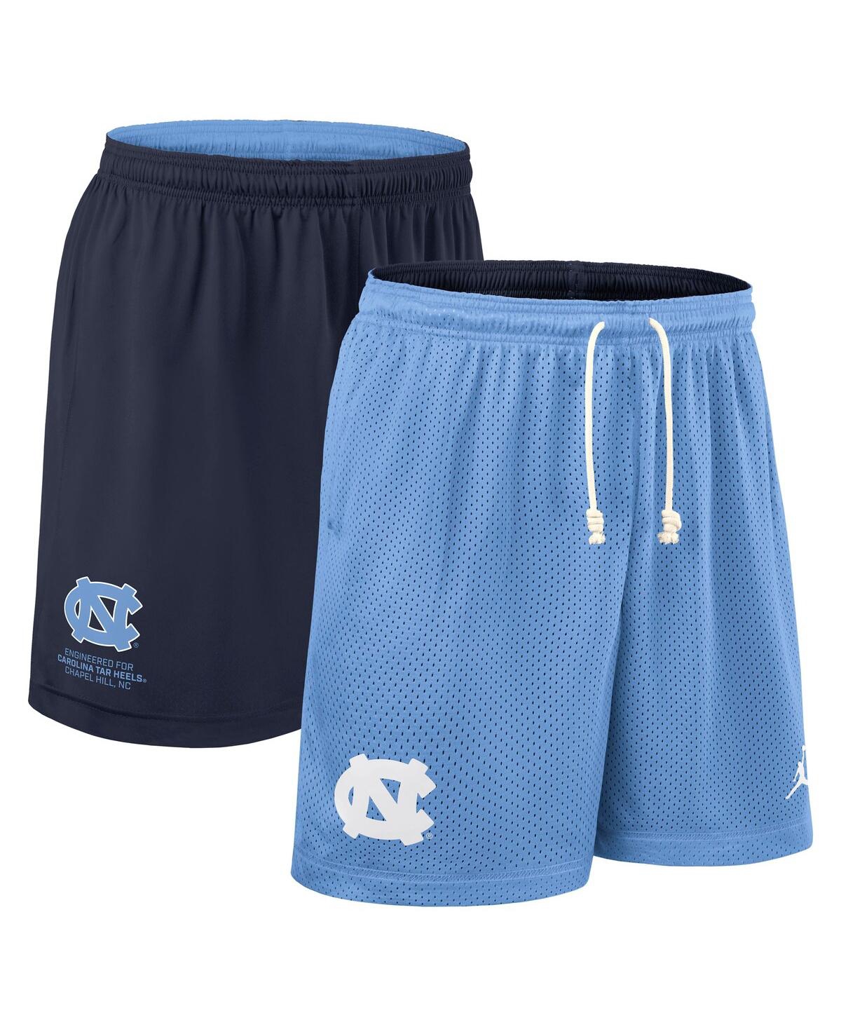 JORDAN MEN'S LIGHT BLUE/NAVY NORTH CAROLINA TAR HEELS 2025 SIDELINE REVERSIBLE PERFORMANCE SHORTS 