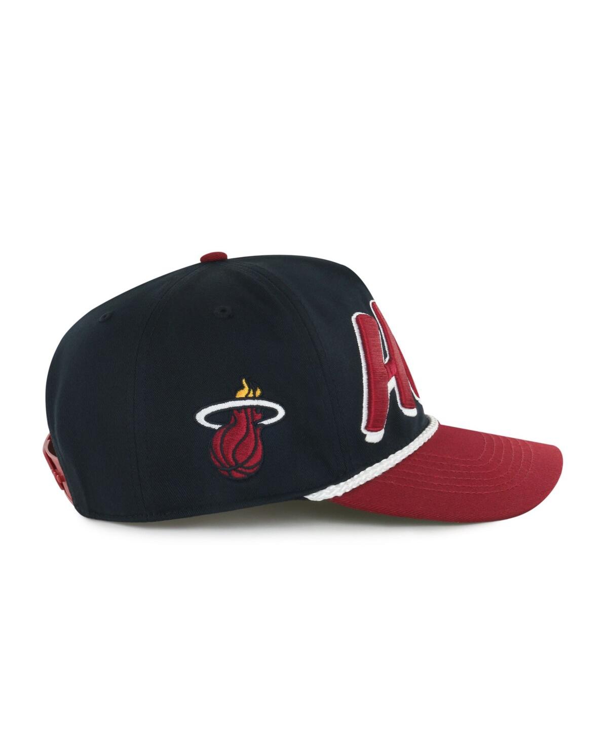 47 Brand Men's Black/red Miami Heat Dropshadow Rope Hitch Adjustable Hat