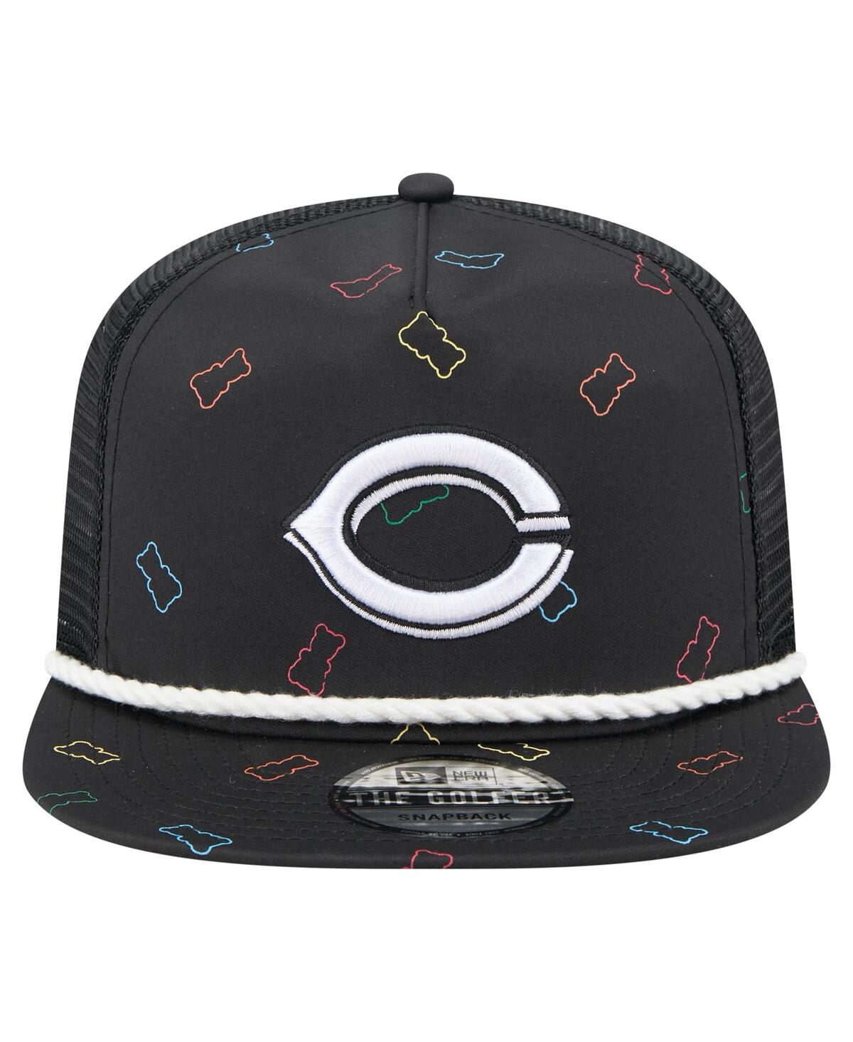 NEW ERA MEN'S BLACK CINCINNATI REDS GUMMY GOLFER TRUCKER ADJUSTABLE HAT 