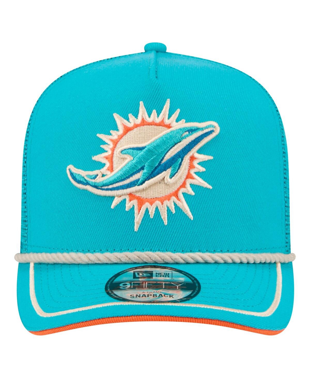 New Era Men's Aqua Miami Dolphins Vintage Team Rope A-frame Trucker 9fifty Snapback Hat