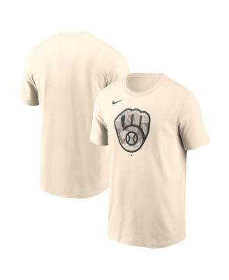 Nike - Men's Cream Milwaukee Brewers Camo Logo T-Shirt