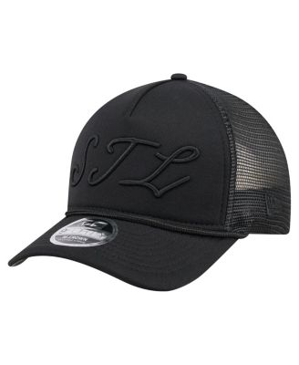 New Era - Men's Black St. Louis Cardinals City Initial 9FORTY A-Frame M-Crown Adjustable Trucker Hat