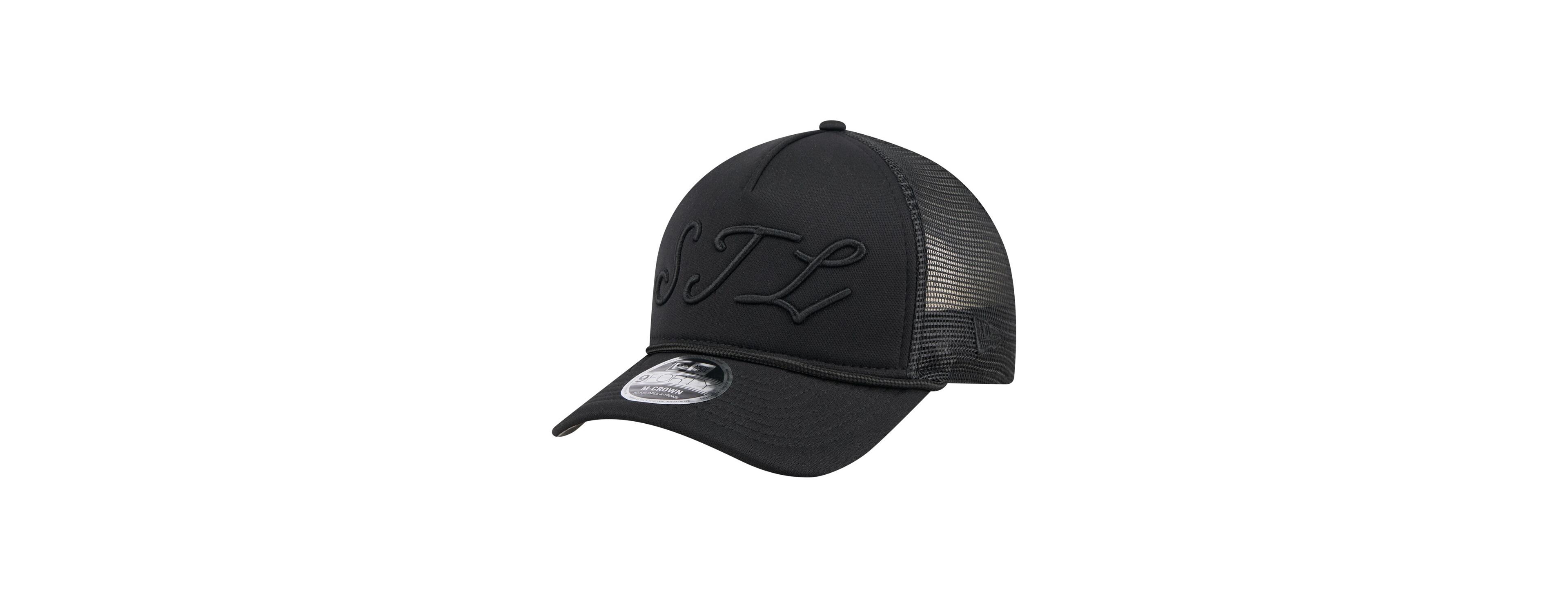 New Era Men's Black St. Louis Cardinals City Initial 9FORTY A-Frame M-Crown Adjustable Trucker Hat
