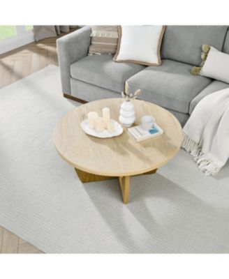 Streamdale 36" Round Coffee Table, Wooden Coffee Tables for Living Room Reception Room Bedroom (Oak Color)