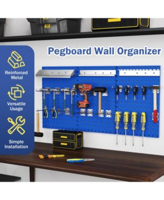 Wall-Mounted Pegboard Kit with 3 Pegboards for Garage Workshop-Navy