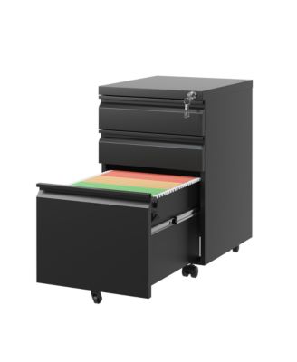 Assembled 3-Drawer Filing Cabinet with Secure Lock