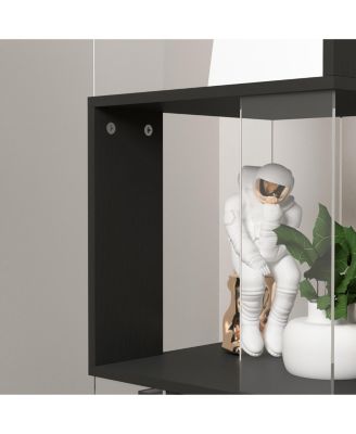 5 tier Rotating Bookshelf, Floor Rack Simple Bookcase with Acrylic plate Student Multi-Function Creative Bookshelf for Living Room with anti-toppling base