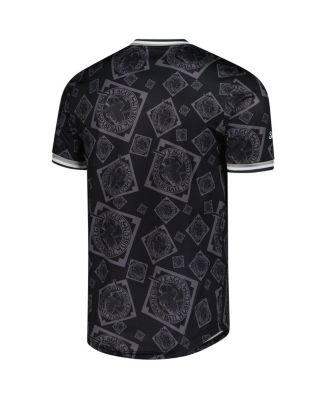 Men's Black Negro League Baseball Allover Print V-Neck Baseball Jersey