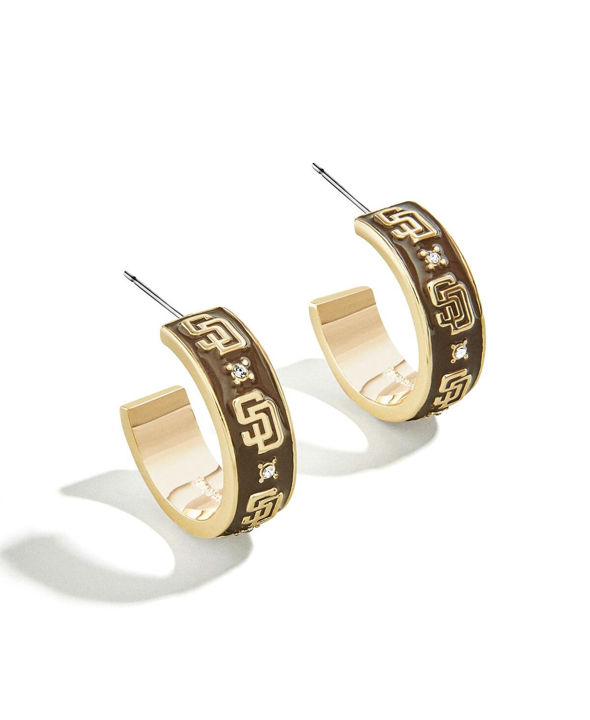 x Bauble Bar San Diego Padres Enamel Hoop Earrings - Gold, Brown