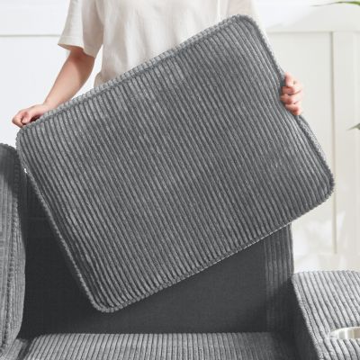 Streamdale 83.86"Corduroy Fabric sofa,Modern Compressed Couch,3-Seater Sofa, Furniture for Living Room,Bedroom,office, Gray