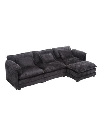 Boucle Fabric L-Shape Sectional with Movable Pedals