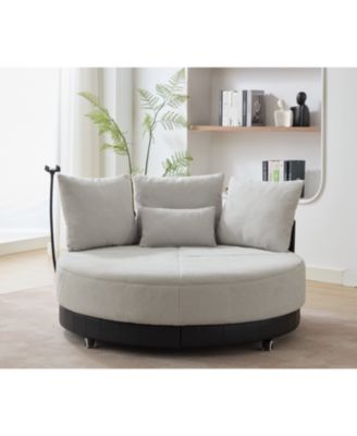 Oversized Swivel Chair Adjustable Phone, Polyester, Gray (52.75 in)