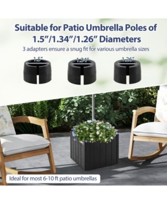 2-in-1 Outdoor Umbrella Base Planter Patio Umbrella Stand with Flower Box-Black