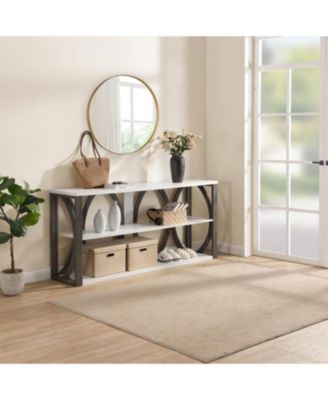 3-Tier Industrial Console Table, 70.9" Narrow Entry Table