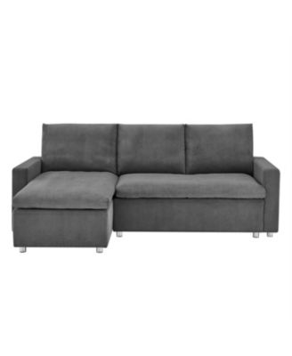 Streamdale L-Shaped Sleeper Sofa Bed with Reversible Chaise and Storage, Washable Gery Corduroy Covers