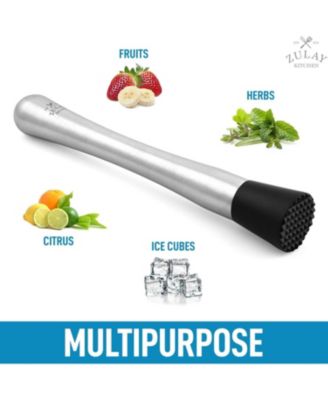 Professional Stainless Steel Cocktail Muddler with Grooved Nylon Head