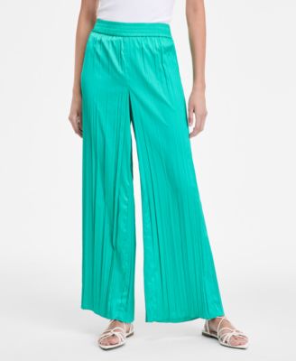 Women's Crinkle-Satin Pull-On Wide-Leg Pants, Exclusively at Macy's