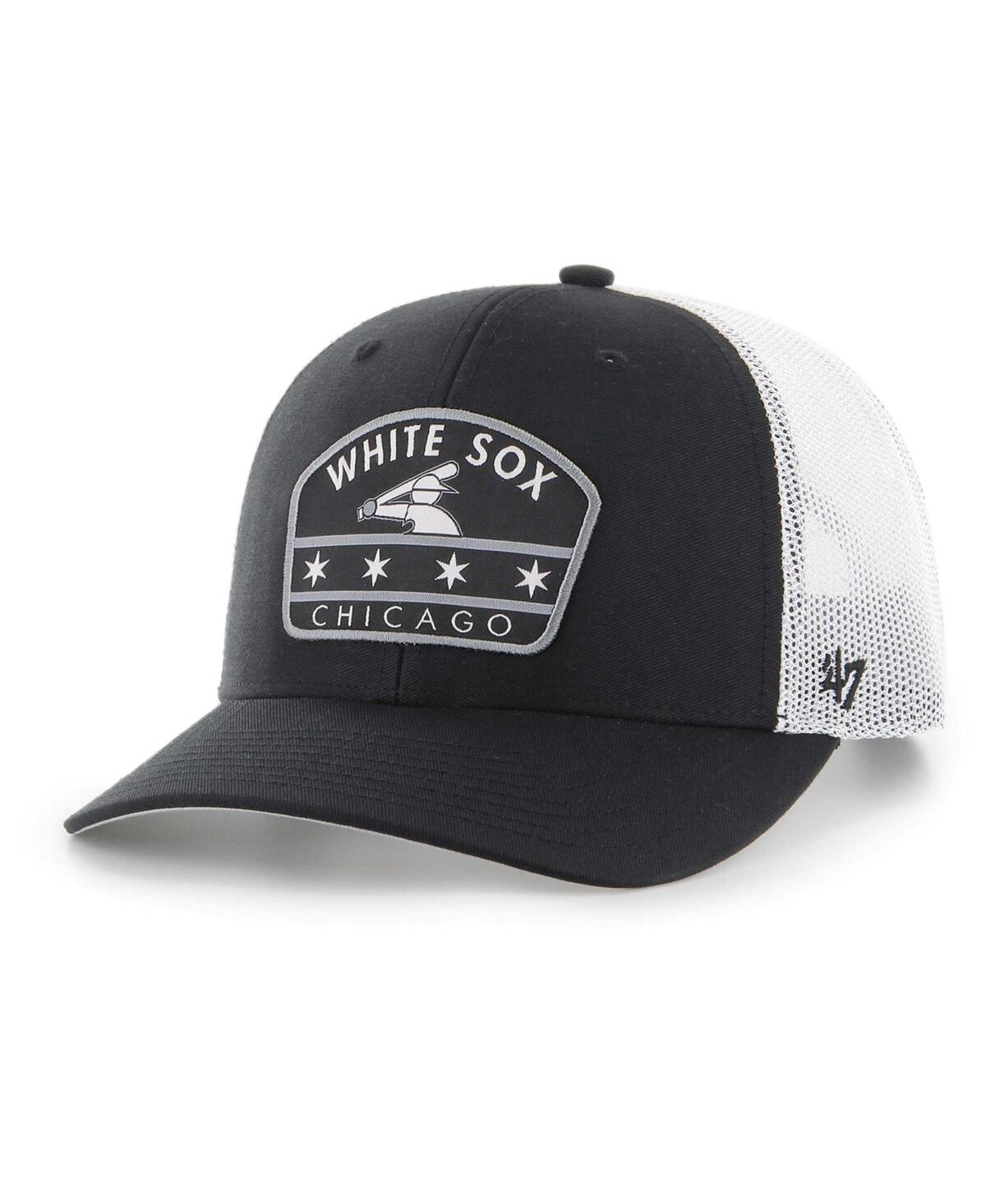 Men's Black Chicago White Sox Retro Region Patch Trucker Adjustable Hat - Black