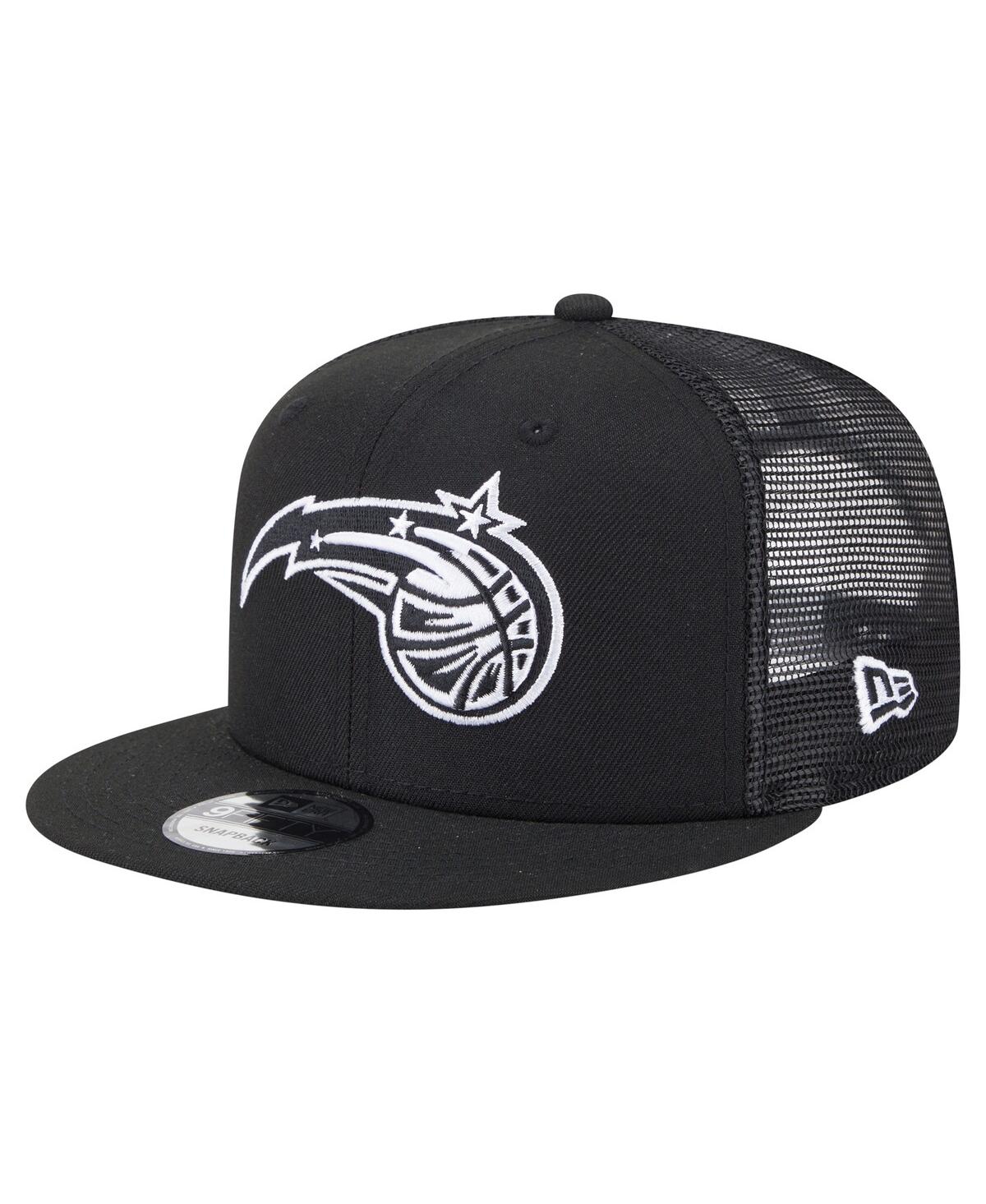 NEW ERA MEN'S BLACK ORLANDO MAGIC 9FIFTY SNAPBACK TRUCKER HAT 