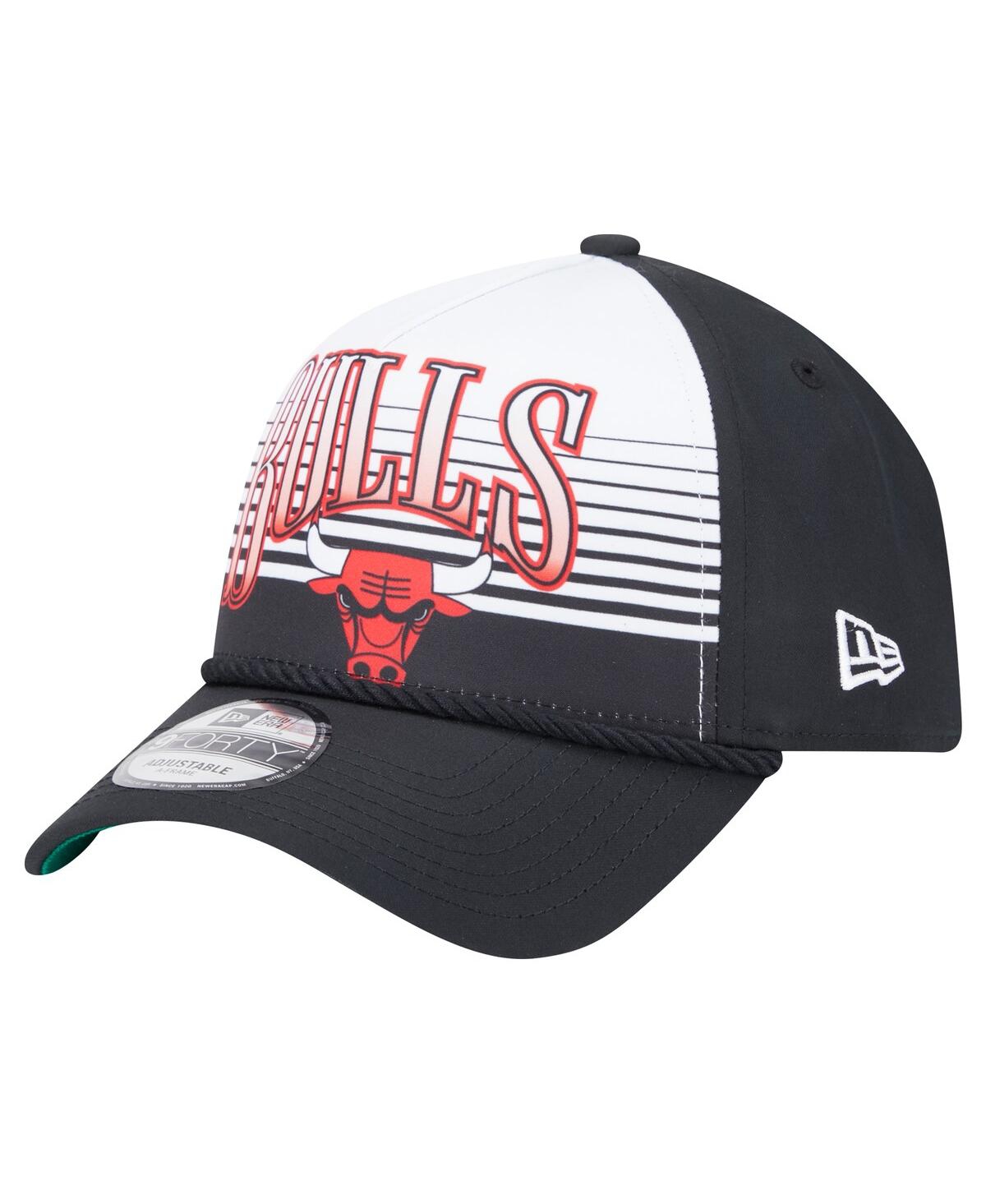 NEW ERA MEN'S BLACK CHICAGO BULLS THROWBACK GRADIENT A-FRAME 9FORTY ADJUSTABLE HAT 
