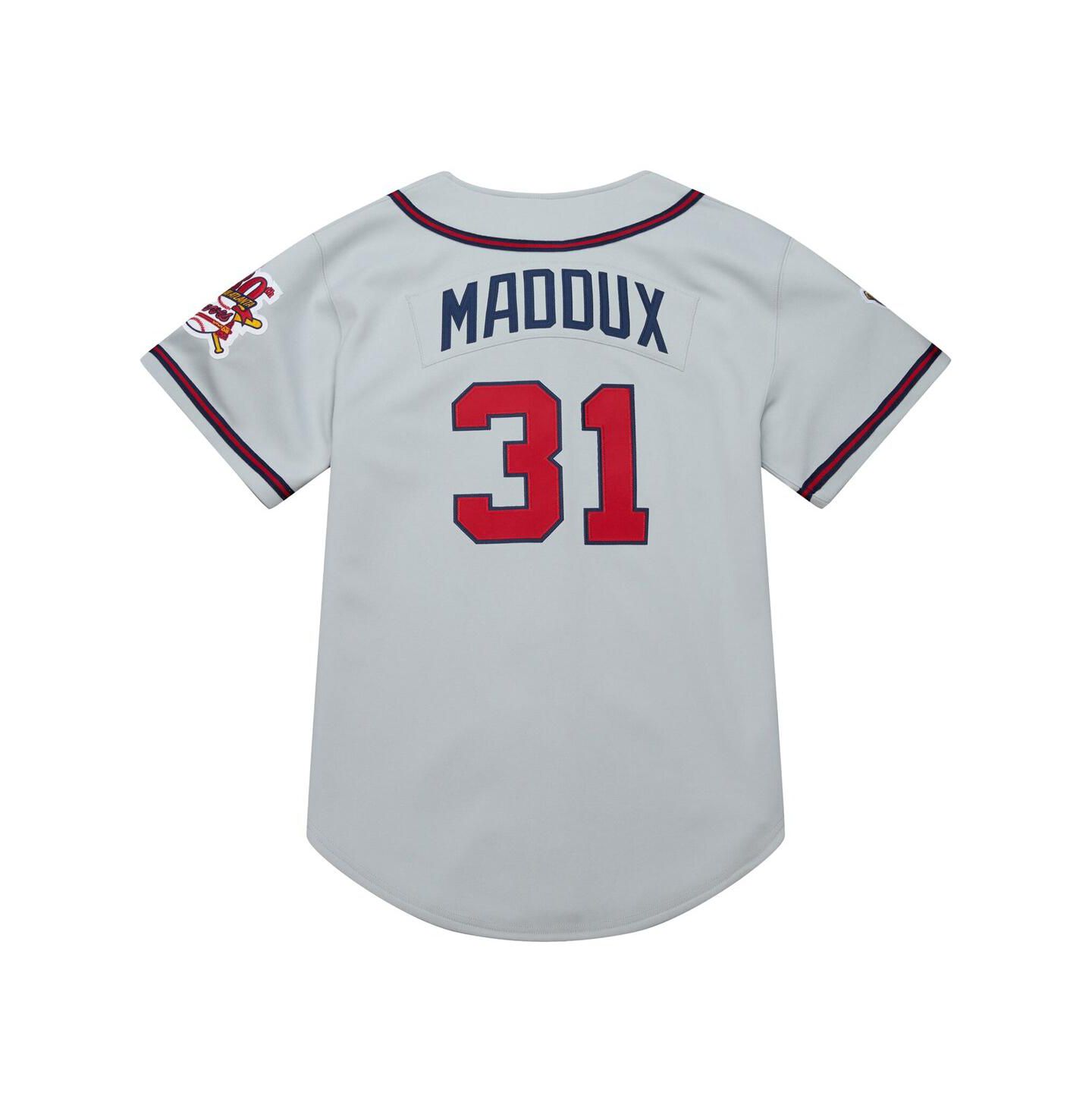Мужской топ Mitchell & Ness Greg Maddux Gray Atlanta Braves 1995 Throwback Authentic Jersey — фото 3