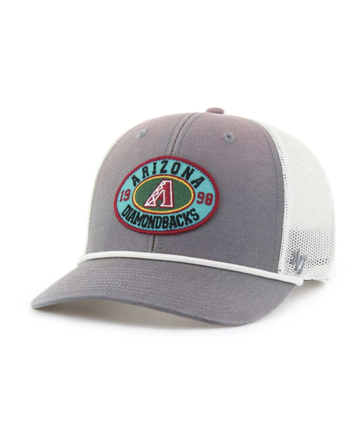 47 Brand Men's Gray/white Arizona Diamondbacks Tide Sweep Rope Trucker Adjustable Hat