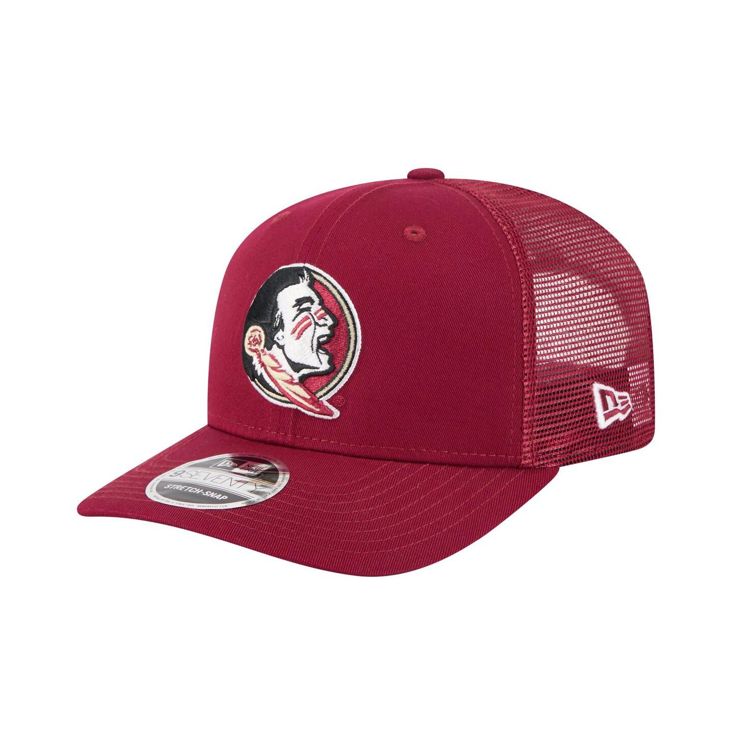 Мужская кепка New Era Garnet Florida State Seminoles Primary 9SEVENTY Trucker Stretch-Snap Hat — фото 1