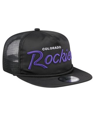 Men's Black Colorado Rockies Retro Satin Script Golfer Adjustable Hat