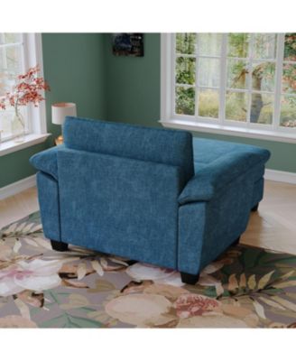 Streamdale 51" Blue Chenille Chaise Lounge with Ottoman & Storage