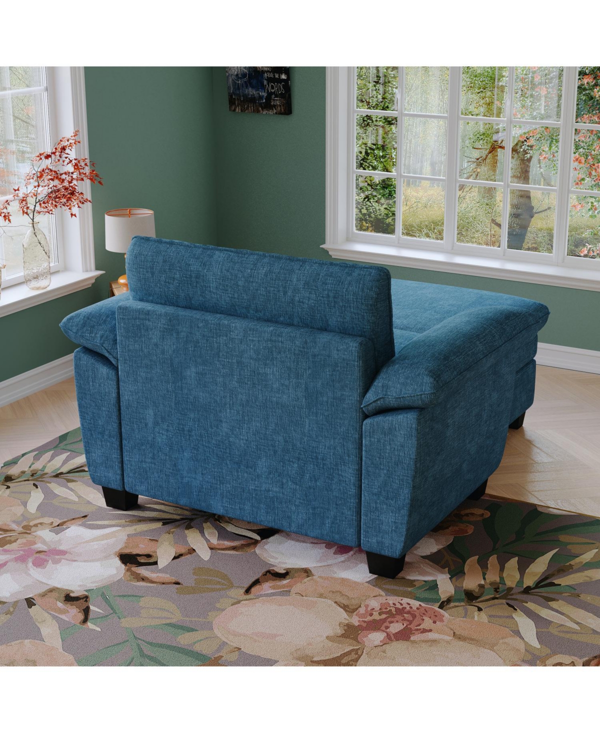 Streamdale 51" Blue Chenille Chaise Lounge with Ottoman & Storage