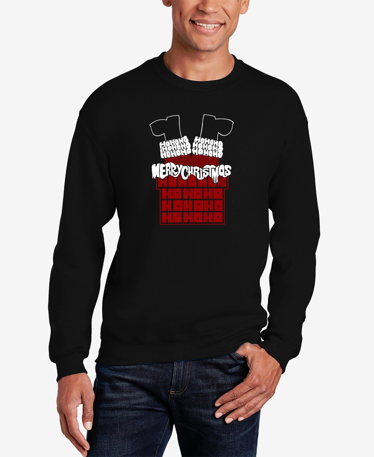 Men's Chimney Santa Word Art Crewneck Sweatshirt - Dark gray