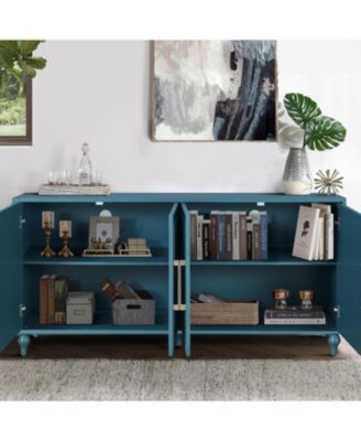 63" Storage Cabinet with Carved Doors & Adjustable Shelves