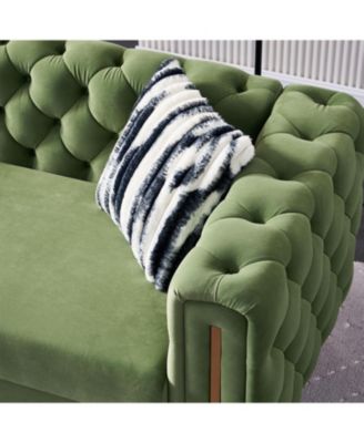 Streamdale Chesterfield Modern Tufted Velvet Living Room Sofa, 84.25"W Couch, Mint Green