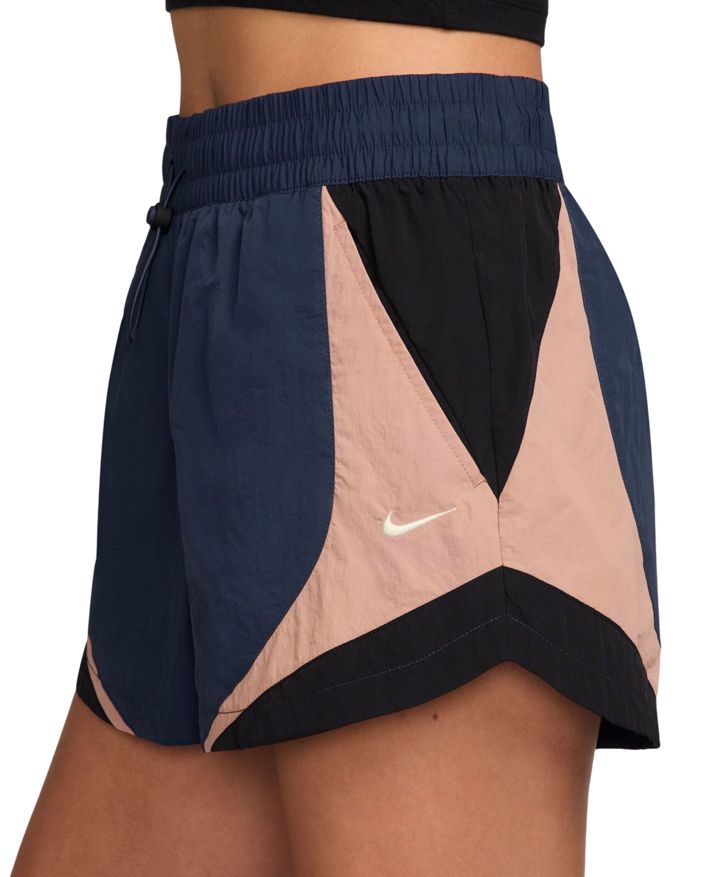 Женские шорты Nike Sportswear Colorblocked 3" Track Shorts, цвет: Тёмно-синий / Чёрный — фото 3