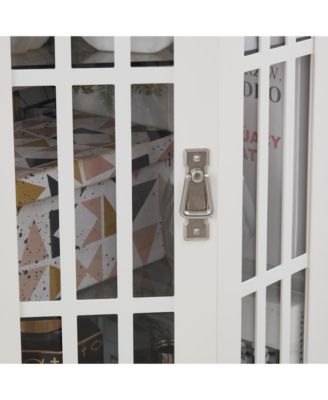 Corner Curio Cabinet with Adjustable Glass Shelves and Mirrored Back