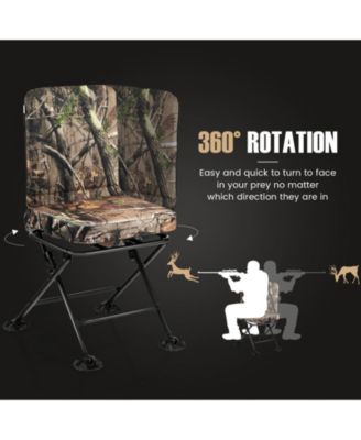 Swivel Folding Chair with Backrest and Padded Cushion