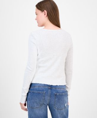 Juniors' Cotton Rib-Knit Striped Tank & Cardigan Set