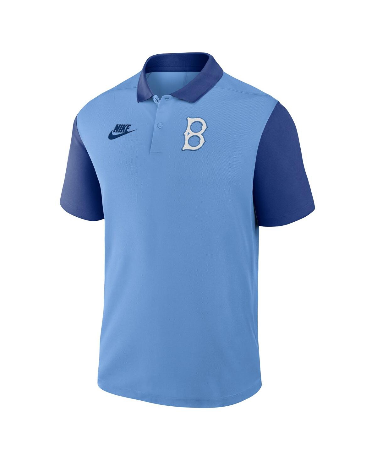 Nike Men's Light Blue/royal Brooklyn Dodgers Cooperstown Collection Color-block Victory Performance Polo 