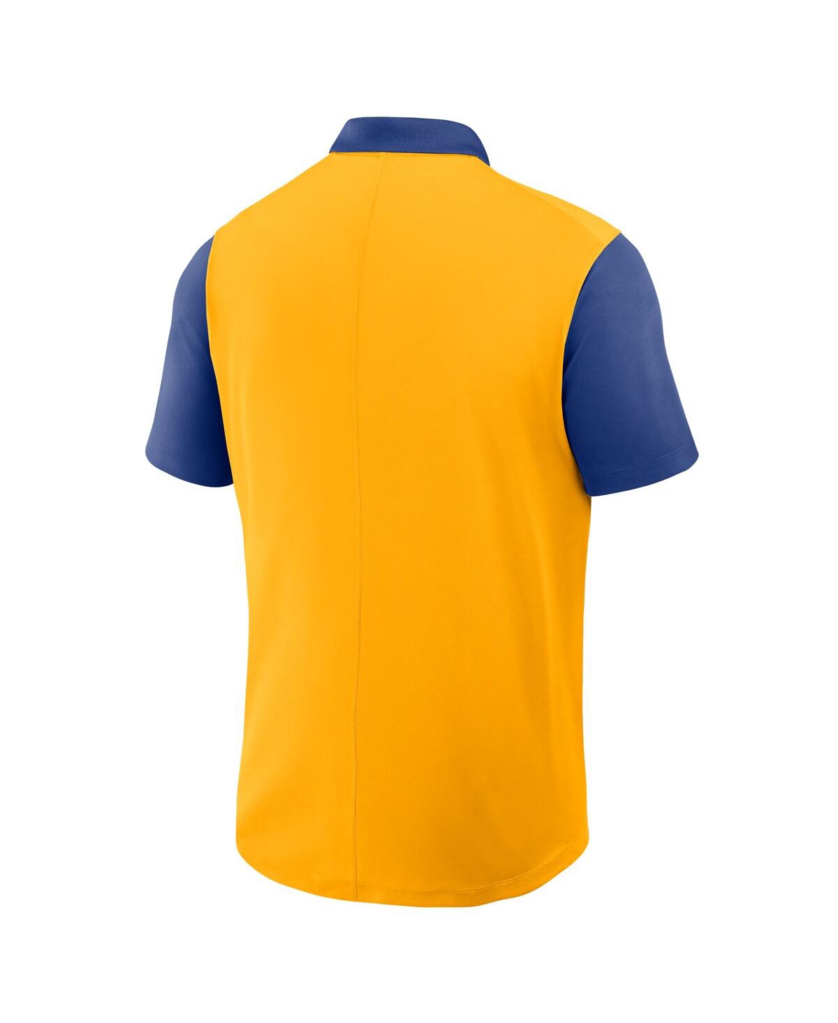 Nike Men's Gold/navy Milwaukee Brewers Cooperstown Collection Color-block Victory Performance Polo Shirt