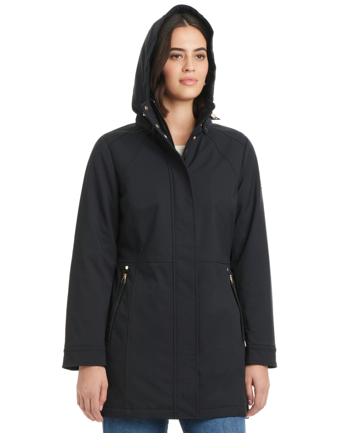 Jones New York Women's Hooded Softshell Coat In Black